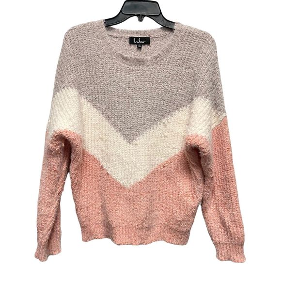 Lulus Sweaters - Lulu's Women's Colorblock Talk The Block Eyelash Knit Soft Sweater Size Medium